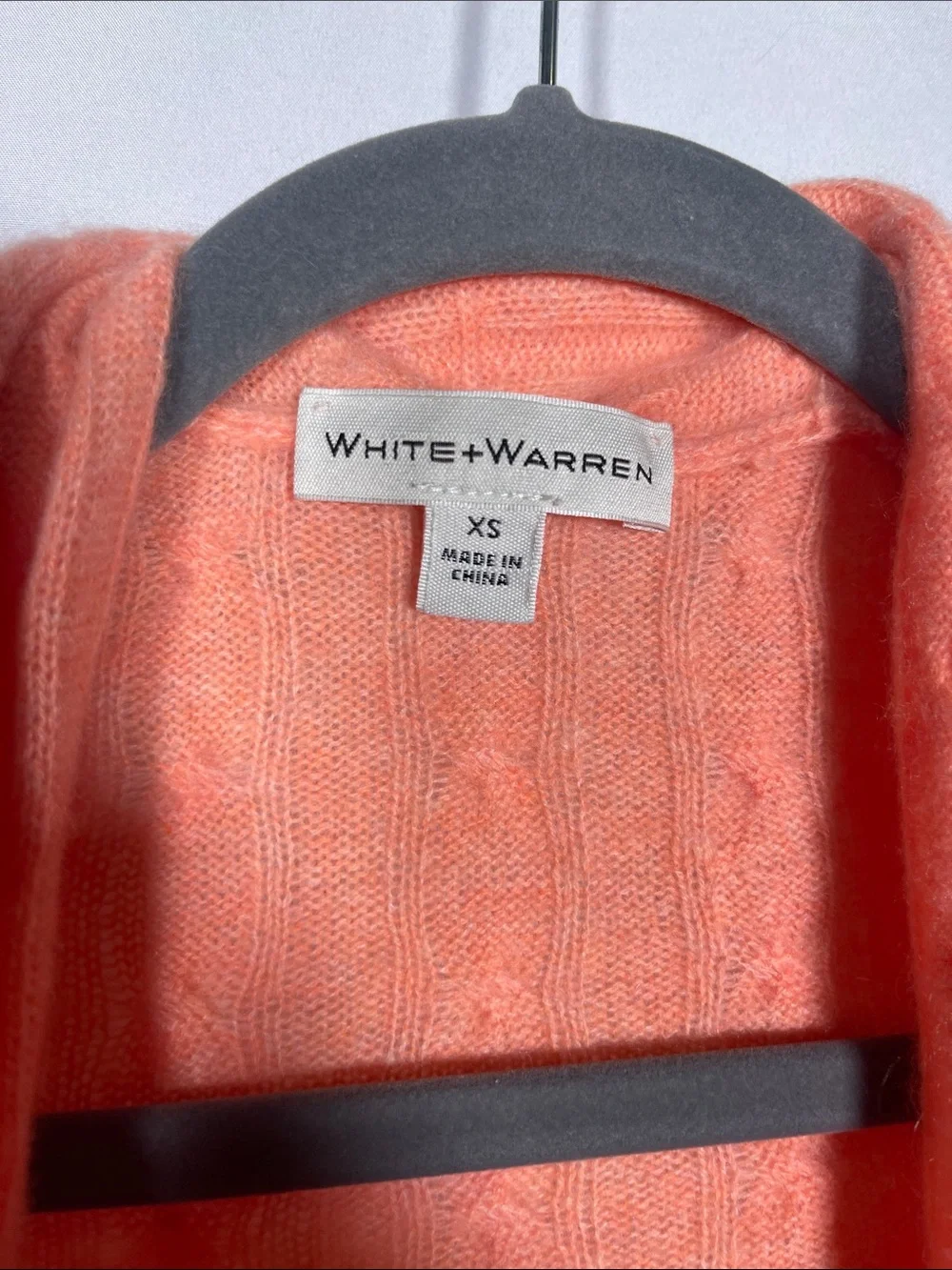 WHITE+ WARREN WOMENS CORAL CABLE KNIT CARDIGAN SWEATER CASHMERE XS